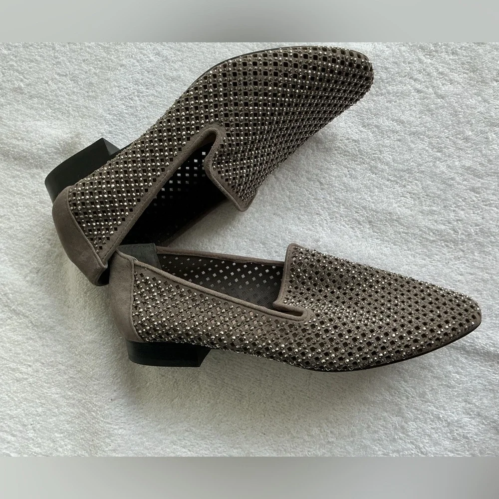 ANTONIO MELANI Black Studded Loafers shoes size 6